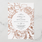 Gilded Floral | Rose Gold Foil Lässig Hochzeit Folieneinladung (Vorderseite)