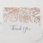 Gilded Floral | Rose Gold Foil und Grau Vielen Dan Folie Einladungspostkarte (Vorderseite)