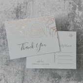 Gilded Floral | Rose Gold Foil und Grau Vielen Dan Folie Einladungspostkarte