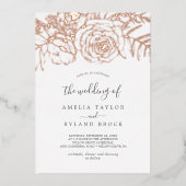 Gilded Floral | Rose Gold für die Hochzeit von Folieneinladung (Vorderseite)