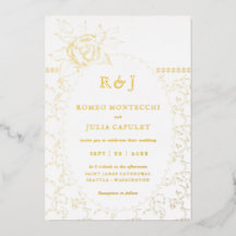 Gilded Floral Rose Vintag Front and Back Wedding