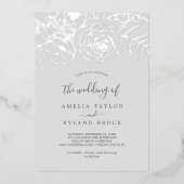 Gilded Floral | Silberstreifen grau beim Hochzehen Folieneinladung (Vorderseite)