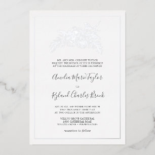 Gilded Floral   Silver Foil Formal Wedding Folieneinladung