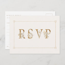 Gilded Floral Wedding RSVP Song Request Einladungspostkarte
