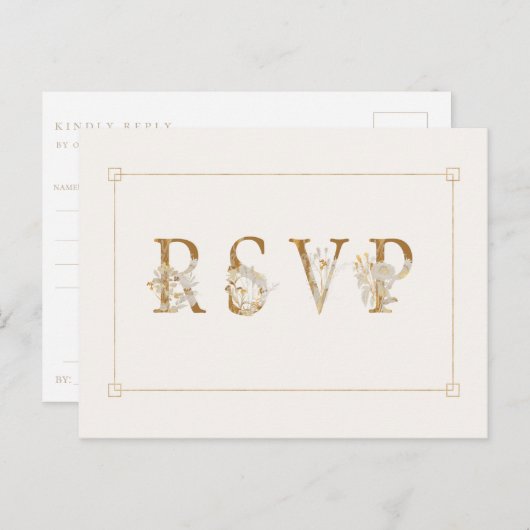 Gilded Floral Wedding RSVP Song Request Einladungspostkarte (Vorne/Hinten)