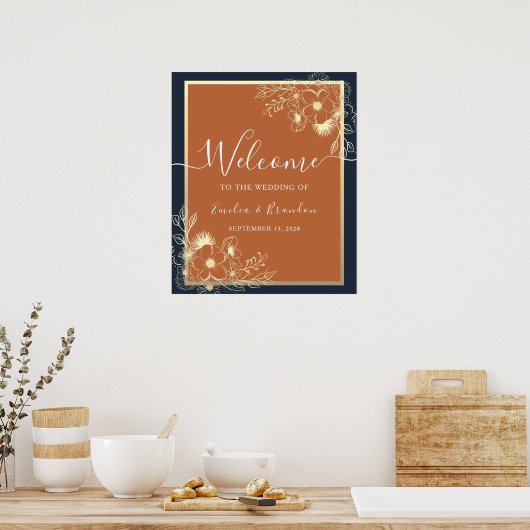 Gilded Floral Wedding Welcome Poster (Küche)