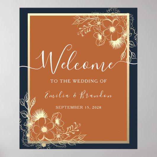 Gilded Floral Wedding Welcome Poster (Vorne)