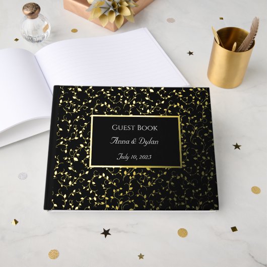 Gilded Foil Wedding Guest Book Gästebuch (Vorderseite offen)