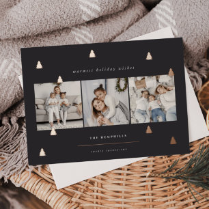 Gilded Forest Elegante Weihnachts-FotoCollage Folien Feiertagskarte