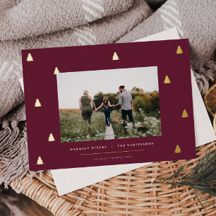 Gilded Forest Elegantes Weihnachts-Foto Folien Feiertagskarte