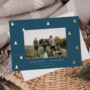 Gilded Forest Elegantes Weihnachts-Foto Folien Feiertagskarte