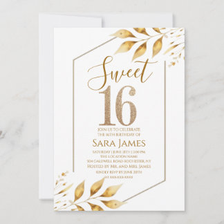 Gilded Frame Sweet 16 Birthday Invitation Einladung
