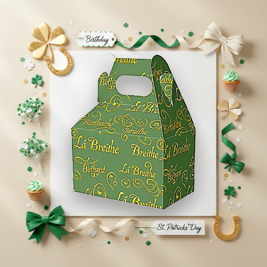 Gilded Gaelic Birthday Sage St. Patrick's Pattern Geschenkschachtel