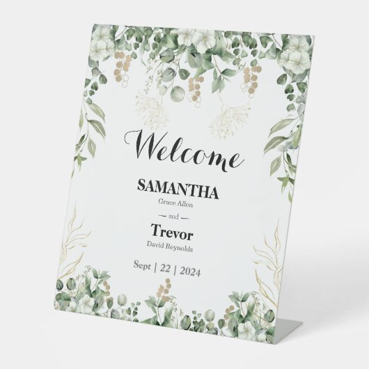 Gilded Garden: Ein botanisches Hochzeitszeichen Sockelschild (Vorderseite)