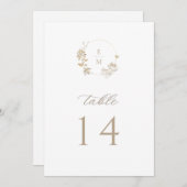 Gilded Garden Monogram Wedding Tischnummer (Vorne/Hinten)