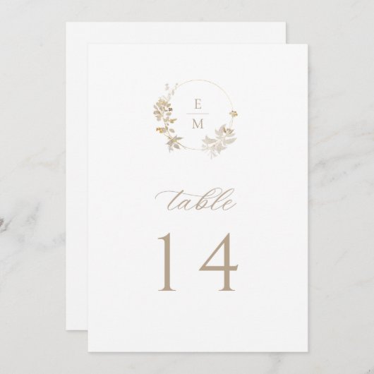 Gilded Garden Monogram Wedding Tischnummer (Vorne/Hinten)
