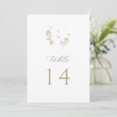 Gilded Garden Monogram Wedding Tischnummer (Stehend Vorderseite)