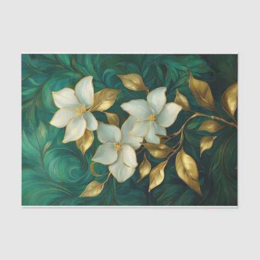 Gilded Gardenia Elegance, formelle Blume Seidenpapier (Vorderseite)