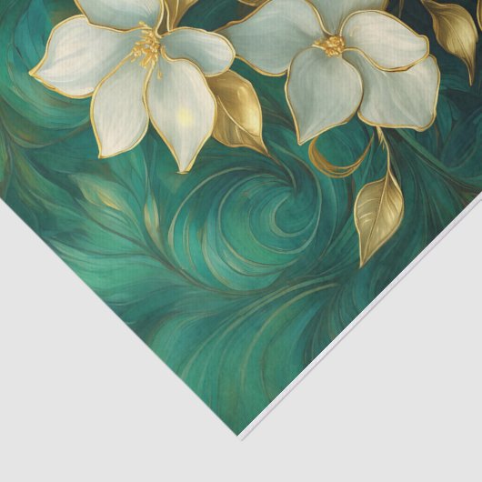 Gilded Gardenia Elegance, formelle Blume Seidenpapier (Ausschnitt)