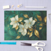 Gilded Gardenia Elegance, formelle Blume Seidenpapier (Handwerk)