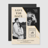 Gilded Geometry Luxe Ivory & Gold Marble Rett Date Magnetkarte (Vorne/Hinten)