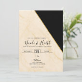 Gilded Geometry Luxe Ivory & Gold Marble Wedding Einladung (Stehend Vorderseite)