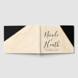 Gilded Geometry Luxe Ivory & Gold Marble Wedding Gästebuch