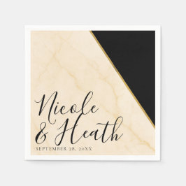 Gilded Geometry Luxe Ivory & Gold Marble Wedding Serviette