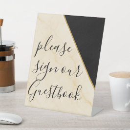 Gilded Geometry Luxe Ivory & Gold Marble Wedding Sockelschild