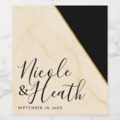 Gilded Geometry Luxe Ivory & Gold Marble Wedding Weinetikett (Einzelnes Label)