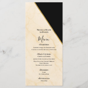 Gilded Geometry Luxe Ivory & Gold Marmor Hochzeit  Menükarte
