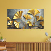 Gilded Ginkgo: Metallkunst Leinwanddruck (Insitu (Wohnzimmer))