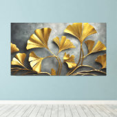 Gilded Ginkgo: Metallkunst Leinwanddruck (Insitu (Holzboden))