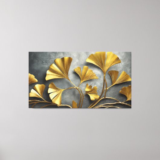 Gilded Ginkgo: Metallkunst Leinwanddruck (Vorderseite)