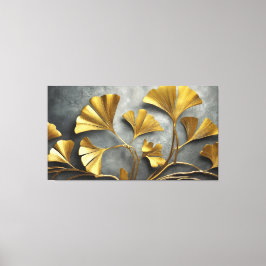 Gilded Ginkgo: Metallkunst Leinwanddruck