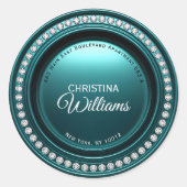 Gilded Glamour Diamond Aquamarin Rücksendesiegel Runder Aufkleber (Vorderseite)