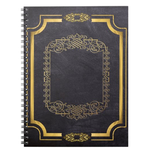 Gilded Gold Leaf und Imitate Black Leather Notizblock (Vorderseite)