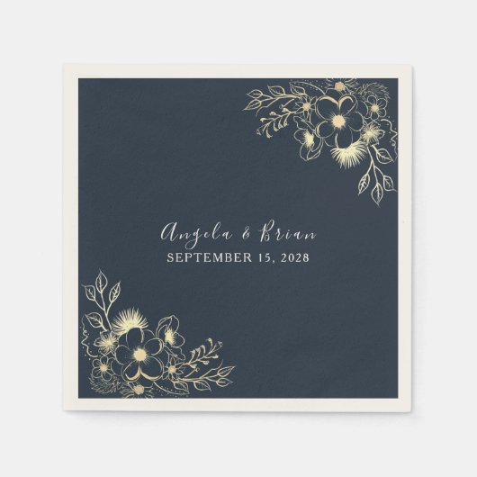 Gilded Gold Navy Napkins Serviette (Vorderseite)