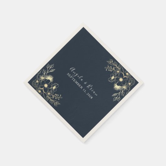 Gilded Gold Navy Napkins Serviette (Ecke)