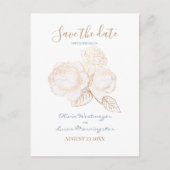 Gilded Gold Rose Dusty Blue Ivory Save the Date Postkarte (Vorderseite)