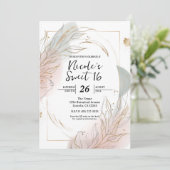 Gilded Gold Sage & Blush Botanical Sweet 16 Einladung (Stehend Vorderseite)