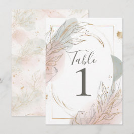 Gilded Gold Sage & Blush Botanical Table Number Einladung