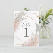 Gilded Gold Sage & Blush Botanical Table Number Einladung (Stehend Vorderseite)
