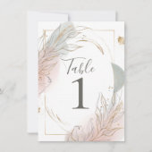 Gilded Gold Sage & Blush Botanical Table Number Einladung (Vorderseite)