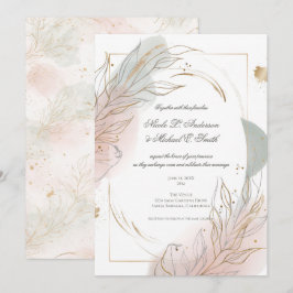 Gilded Gold Sage & Blush Botanical Wedding  Einladung