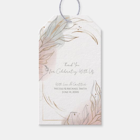Gilded Gold Sage & Blush Botanical Wedding  Geschenkanhänger (Vorderseite)