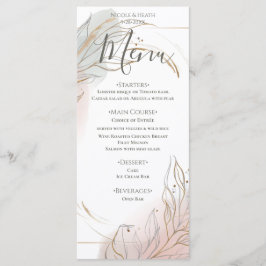 Gilded Gold Sage & Blush Botanical Wedding Menükarte