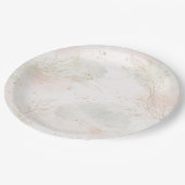 Gilded Gold Sage & Blush Botanical Wedding  Pappteller (Schrägansicht)