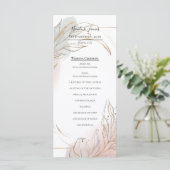 Gilded Gold Sage & Blush Botanical Wedding Program Menükarte (Stehend Vorderseite)