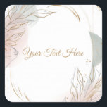 Gilded Gold Sage & Blush Botanical Wedding  Quadratischer Aufkleber<br><div class="desc">Matching items available.</div>